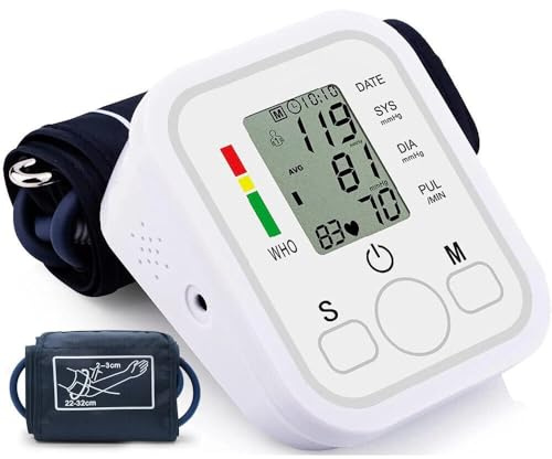 Blood Pressure Monitors Automatic Digital LCD Display Monitor Upper Arm BP Cuff Machine Heart Rate Monitor for Home and Professional Use