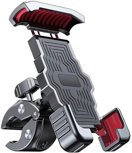 Retoo Support de téléphone portable pour vélo et moto - Rotation à 360° - Anti-secousses - Étanche - Universel - Fixation rapide - Support de téléphone portable sûr pour iPhone, Samsung, smartphones