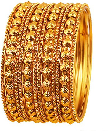 Touchstone Armreif Kollektion Indischer Bollywood Putz Look Exklusive Prägung Designer Schmuck Armreifen Armbänder für Damen 2.37 Set von 12 Gold