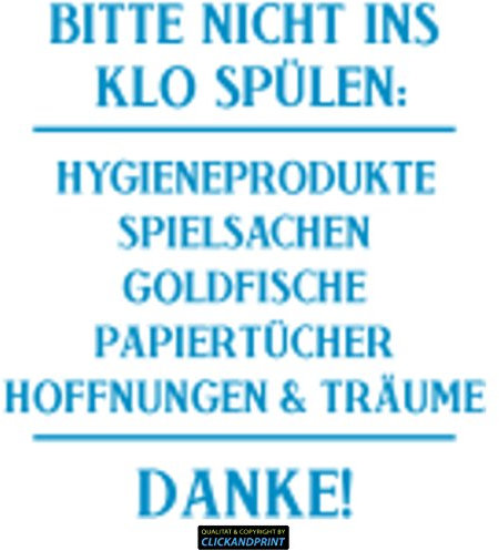 CLICKANDPRINT Aufkleber » Bitte nicht ins Klo spülen:, 230x32,2cm, Hellblau • Wandtattoo / Wandaufkleber / Wandsticker / Wanddeko / Vinyl