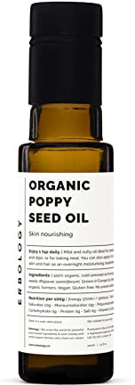 Erbology Organic Poppy Seed Oil 100ml - Cold-Pressed - Calming and Nourishing the Skin - Antioxidant - High in Vitamin E - Straight from Farm - Non-GMO - No Additives or Preservatives