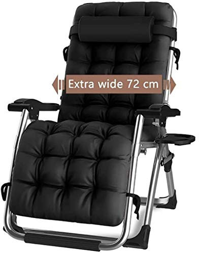 DQCHAIR Sedia a sdraio pieghevole da giardino, con poggiatesta, schienale regolabile, leggera, pieghevole, portata fino a 200 kg, per giardino, balcone, spiaggia e terrazza (nero)