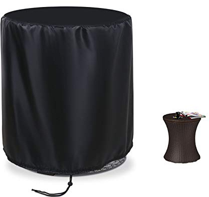 Iptienda Housse de table ronde d'extérieur imperméable avec cordon de serrage en bas, petite housse de meubles pour tables d'appoint/café/baquets, 52 x 58 cm, noir