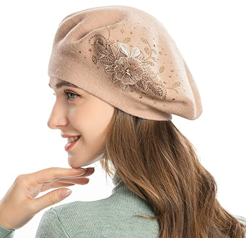 ZLYC Baskenmütze für Damen, französisch, wendbar, Kaschmir, Baskenmütze