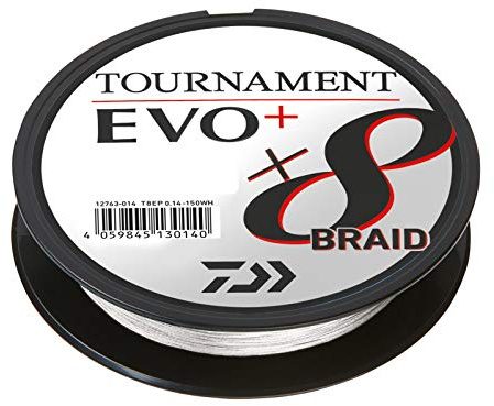 Daiwa Tournament x8 Braid EVO+, 135m Weiss, Geflochtene Angelschnur