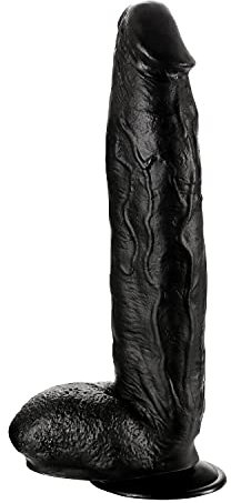XXL Riesendildo Schwarz mit Hoden - realistischer Dildo mit Adern starker Saugnapf biegsam - Vaginal Anal - Sex Spielzeug für Frauen Männer Paare - 32cm - Ø 5,8cm
