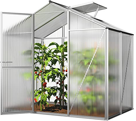 GFP Serre ECO 2 Cadre Aluminium 192x131 cm Plaques Double paroi 8 mm indéformables & résistantes aux intempéries