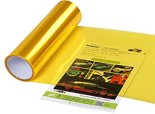 iSpchen Auto Scheinwerfer Folie Rückleuchten Nebelscheinwerfer Tönungsfolie Selbstklebende Vinylfolie Auto Dekoration Folie Aufkleber,30cm*100cm,Gold