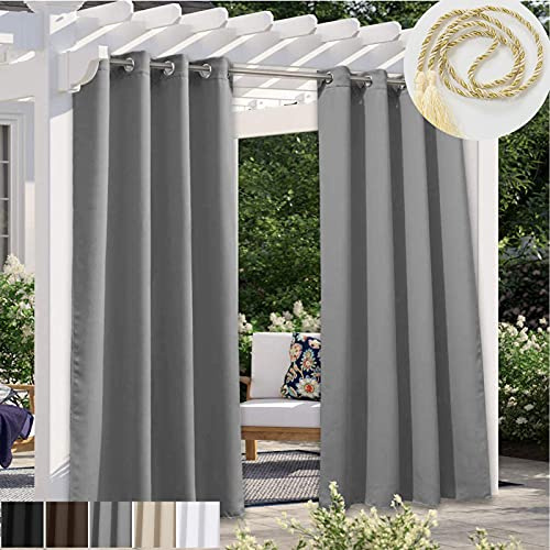 NYKJBD 2 Pezzo Tende da Sole per Esterno, Tende Gazebo Oscuranti Impermeabili con Anelli e Fibbia in Corda, Giardino Terrazza Protezione UV Termiche Isolanti Opache Tenda,Grey-132x183cm(WxH)