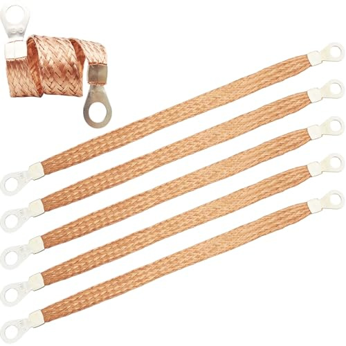 Motor Masseband, CTRICALVER 19cm Universal Automotive Hochleistungsmotor Geflochtenes Kupfer Masseband, Auch Einsetzbar für Stromverteilerkasten, Kabelrinnen-Erdung (5pcs)