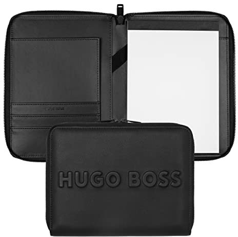 Hugo Boss Konferenzmappe Label A5 aus Kunstleder in der Farbe Schwarz, 23,5 x 17,6 x 2,2 cm, HTM209A