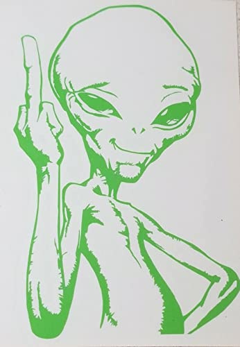 myrockshirt Cooler Alien Mittelfinger Außerirdischer 20 cm Aufkleber Autoaufkleber JDM Sticker Decal frei Farbwahl Profi Qualität
