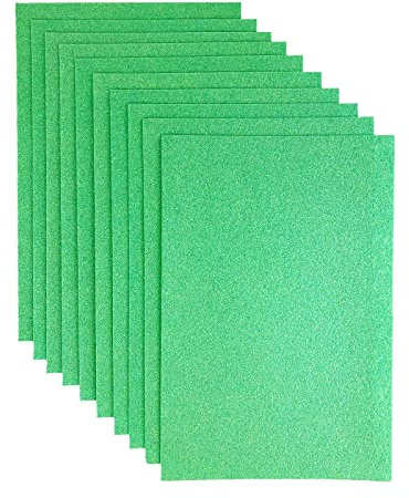 Jtnohx Glitzer Filz, 10pcs Glitzerstoff für Handwerk, 20 x 30 cm Filz zum Basteln Glitzer, Filzstoff Quadrat für Party Projekt Urlaub Festival (Limonengrün)