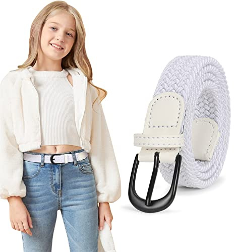 WHIPPY Geflochtener Kinder Gürtel für Jungen Mädchen Elastischer Stoffgürtel Gewebte Stretch Gürtel für Teenager Junioren