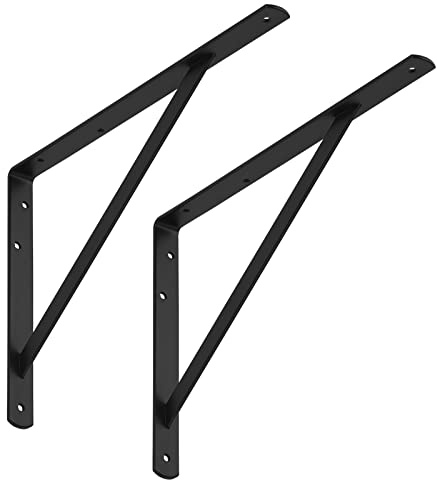 SOTECH 2er Set Regalkonsolen 400 x 275 x 30 mm schwarz pulverbeschichtet | Wandkonsole mit Querstrebe zur Stabilisierung