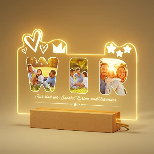 iDIY Personalisierte Geschenke Wir Lampe mit Fotos und Widmung - Geschenke für Partner Familie Mama Papa, Fotogeschenke Valentinstag Muttertag Vatertag