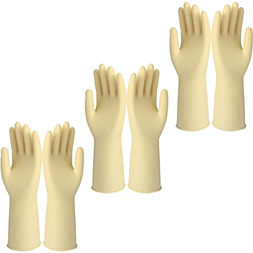 BAMFY Putzhandschuhe 3 Paare Wiederverwendbar Haushaltshandschuhe Haushalt, Badezimmer, Haustierbaden, Autos, Obst Und Mehr Gummihandschuhe (Color : Weiß, Size : S)