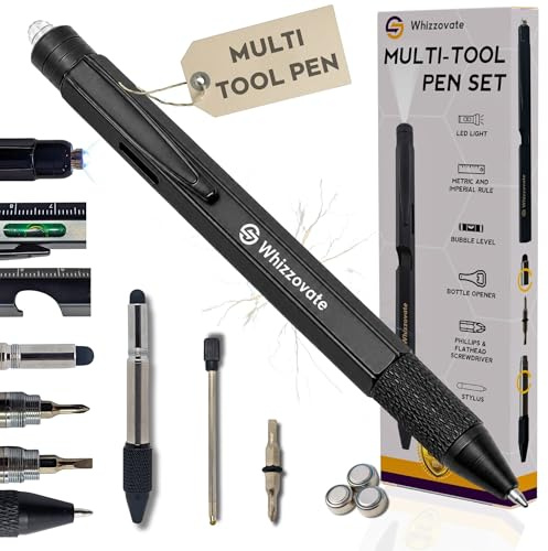 Penna multiuso | Gadget tattico penna da uomo | 9-in-1 Cool Tool Pen | Penna multitool per papà | Regali tecnici per gli uomini | Gadget da uomo e regali di strumenti