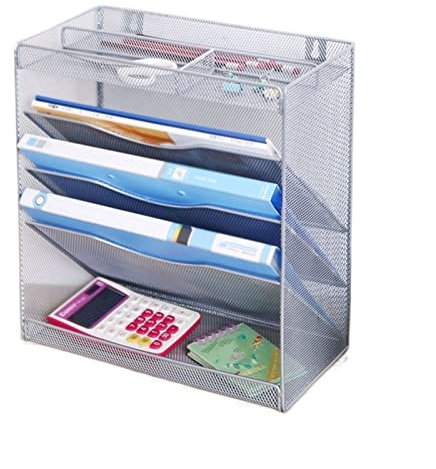 Schreibtisch Briefablage Dokumentenablage A4 Multilayer File Rack Eisen Magazin Buch Schreibwaren Information Lagerregal Rahmen Metall Wandmontage Organizer, Schwarz / Silber Dokumentenablage ( Color