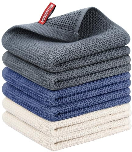 Nialnant Asciugamani da cucina in 100% cotone, strofinacci per lavare i piatti, morbidi e assorbenti, set di asciugamani da cucina e asciugamani, multicolore, 13 x 28-6 pezzi