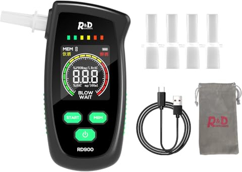 Mulcort Alkoholtester mit hoher Präzision, tragbarer Alkoholtester mit digitaler LED-Anzeige, USB-wiederaufladbarer Atem Tester, Atem-Analysegerät, Alkohol-Erkennungsgerät