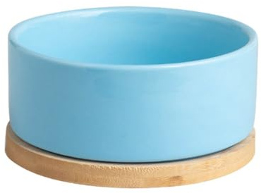 Koomuao Liemuao Erwärmbare Katzen-Trinkschale, 350ml Katzen-Futternapf USB-Thermostat-Keramikschüssel für Futter und Wasser Geeignet für alle Katzenarten (Blau)