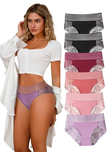 Hialegion Braguitas Bikini de Tiro Alto con Encaje Floral, Mujer XL