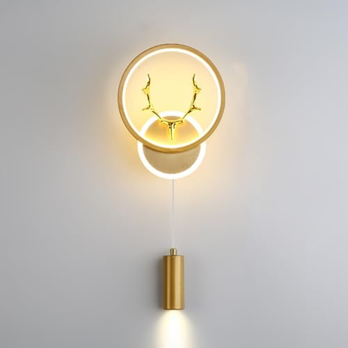 Mengjay 17W Modern Wandleuchte LED Dimmbar Innen Wandlampe LED Wandbeleuchtung für Schlafzimmer Nachttisch Wohnzimmer Flur Lounge Treppen Korridor (Gold)