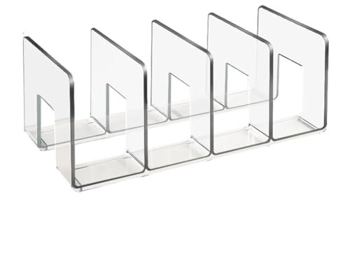 Acryl Buchständer Bücherregal für den Schreibtisch Stehsammler Archivsammle DIY Buchablagen mit 4 Fächer Katalogsammler für Bücher Ordner Zeitschriften Notizbücher Organizer CD Halter