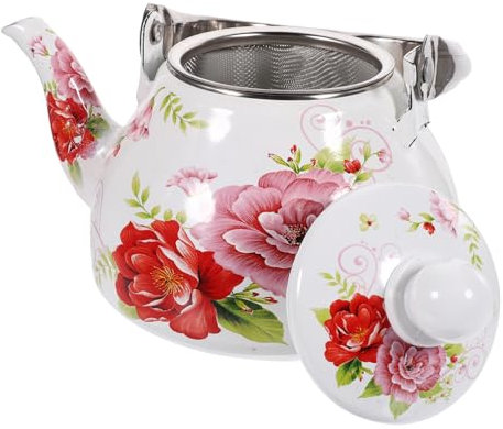 TOPBATHY Emaille-wasserkocher Mit Teesieb Herdplatte Teekanne Retro-teekessel Aus Emaille Dekorative Teekanne Für Küche