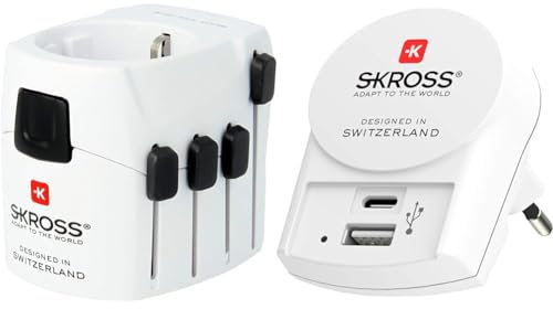Skross 1.103145 Reiseadapter Pro Mit USB-C und Ladegerät-Anschluss
