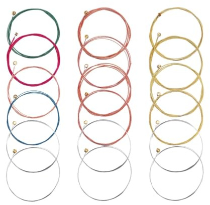 Msagkah Gitarrensaiten für Akustikgitarre, 3 Sets mit 6 Gitarrensaiten für Akustikgitarre, Ersatzsaiten aus Edelstahl für Akustikgitarre (Messing Set, Kupfer Set, Mehrfarbig Set)