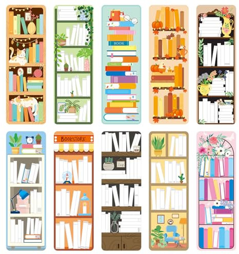 JSRQT 30 stycken bokhylla design bokmärken dubbelsidig läsning sidmarkörer papper för bokälskare gåvor spårare skolmaterial klämmor märke