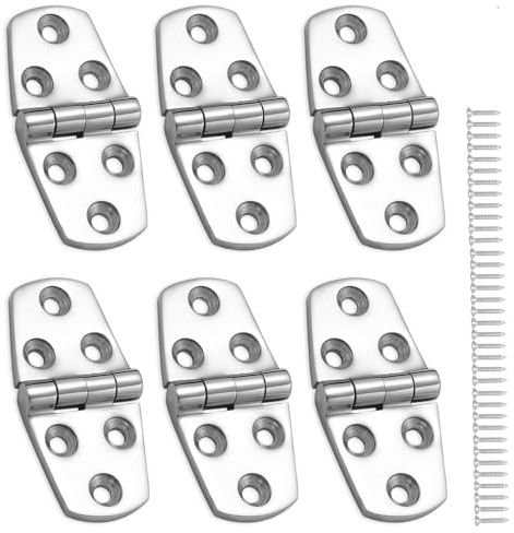 Stabile Scharniere Edelstahl Marine, 316 Edelstahl Scharniere für Boot, 7,6 x 3,8 cm, Robuste Deckschranktür-Scharniere mit Schrauben (6 Stück)