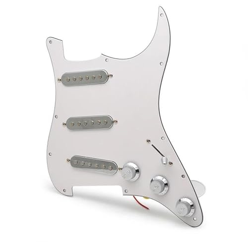 Loaded Pickguard Tonabnehmer Set Für ST SSS Silber Pickup Schlagbrett Elektrische Gitarre Schlagbrett Und Geladen Prewired Scratchplate Montage(White)