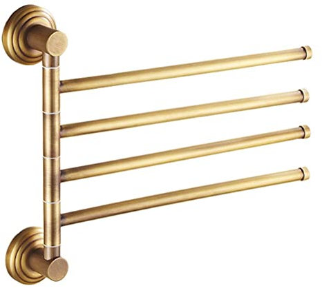 handtuchständer An der Wand montierter Handtuchhalter aus Messing mit 4 schwenkbaren Handtuchhaltern für das Badezimmer stilvolles Gold-Finish für Küche Badezimmer und Poolbereich