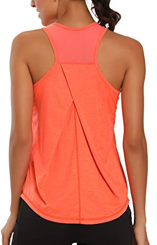 Dawnrole Workout Tank Tops Women Gym Sport Sleeveless Running Tops Yoga Shirts Orange