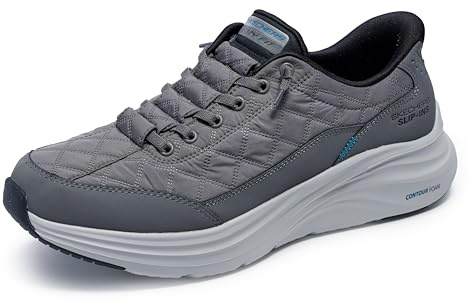 Skechers Men's Contour Foam Cozy Fit Hands Free Slip-in Sneaker,Charcoal/Black,11 Wide
