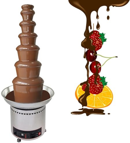 Fontaine à Fondue au Chocolat Fontaine À Fondue Au Chocolat, Machine À Fondre Le Chocolat Électrique, Fontaine À Chocolat Chaud En Acier Inoxydable For Fromage Nacho, Sauce Barbecue, Ranch, Liqueurs(7