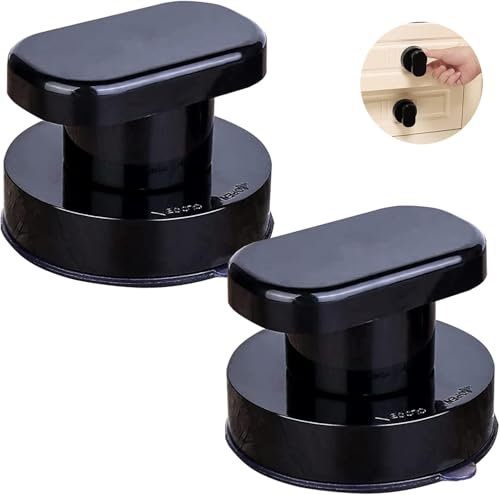 2 StückTragbare Mobilität Griff Saugnapf Türgriff Wiederverwendbar Türgriff Kleben Saugnapf Griff,mit Starken Saugnapf Sauggriff,für Glastür Badezimmer Balkontüren (Black)