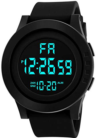 AKTOUR Contapassi Polso Orologio Sportivo Orologio sportivo digitale da esterno con data Orologio sportivo elettronico Orologio Bambina Digitale Orologio Fitness (Black, One Size)