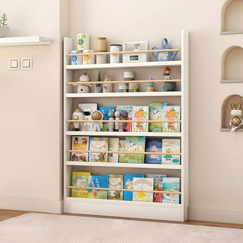 JFOZDM Bücherregal, Bücherregal Kinderzimmer, Bücherregal Kinder, 3/4/5/6 Aufbewahrungsregal, Kippschutz/Platz sparen, Bücherregal Hinter der Tür für Wohnzimmer/Home/Office/Schlafzimmer