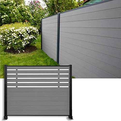 WPC Paneele, Sichtschutzzaun für Haus, Dach, Balkon, Aluminiumpfosten, Leitplanke, Wandteiler mit Abstandshalter, ideal für Poolgeländer, Pavillon, Terrasse, Sichtschutzwände, erhältlich in 3 Breiten