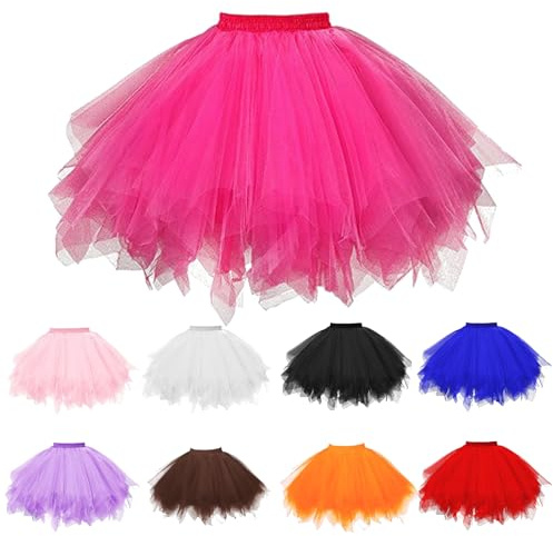 tüllrock Damen pink Fasching Karneval tüll Rock tütü tanzkleid Ballerina Ballett Tutu Tull 50er mini tullrock Frauen Ballettrock Dame Tanzrock mädchen 70er tul