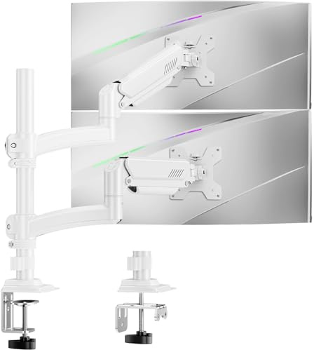 ELIVED Monitor Halterung 2 Monitore für 13-32 Bildschirme, Monitor Arm hält 2-10 kg Monitor mit VESA 75/100mm, Höhenverstellbare Dual Monitorarm mit Neigbar, Schwenkbar, Drehbar, Weiß, EV6034W