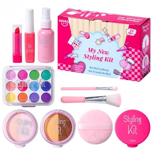 AIUAZA Children's Home Makeup Toy Set of 10, Liquid Free and Powder Free, Girl Dress-Up Toy, Kids Pretend Play，Toys for Girls Princess Birthday Gift Age 4 -12