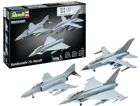 Revell Gift Set 05627 70 Years Bundeswehr: Aircraft 1:72 Scale Unbuilt Plastic Model Kit with Accessories
