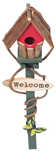 JOINPAYA Garden Bird House Ornaments Outdoor Stake Bird Nest Stake for Gardening Decor Birdhouse for outside