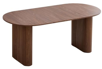 GrandCA HOME Ovaler Esstisch aus Holz, 180 cm Moderner Küchen-Esstisch, Großer MDF-Schreibtisch für 6–8 Personen (Dunkelbraun)