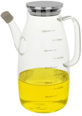 Contenitore per olio borosilicato ML1000 con coperchio in acciaio INOX